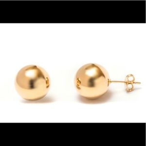 18K Gold Plated Gold 14mm Ball Earrings